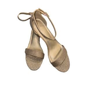 Women Shoes Size 10 Wide Gold Pumps Pretty Dressy Sparkle Sparkly Ankle Strap